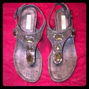 SimplyVera Wang Pewter Jeweled Wedge 2” Heel